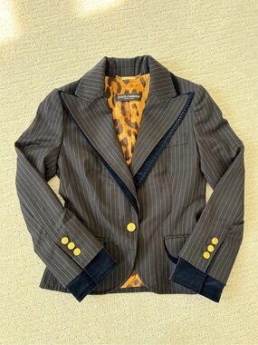Dolce & Gabbana Navy Pinstripe Blazer